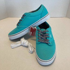 Vans Off The Wall Women's Size 7.5 Sneakers Canvas Shoes Teal Green Gray Laces